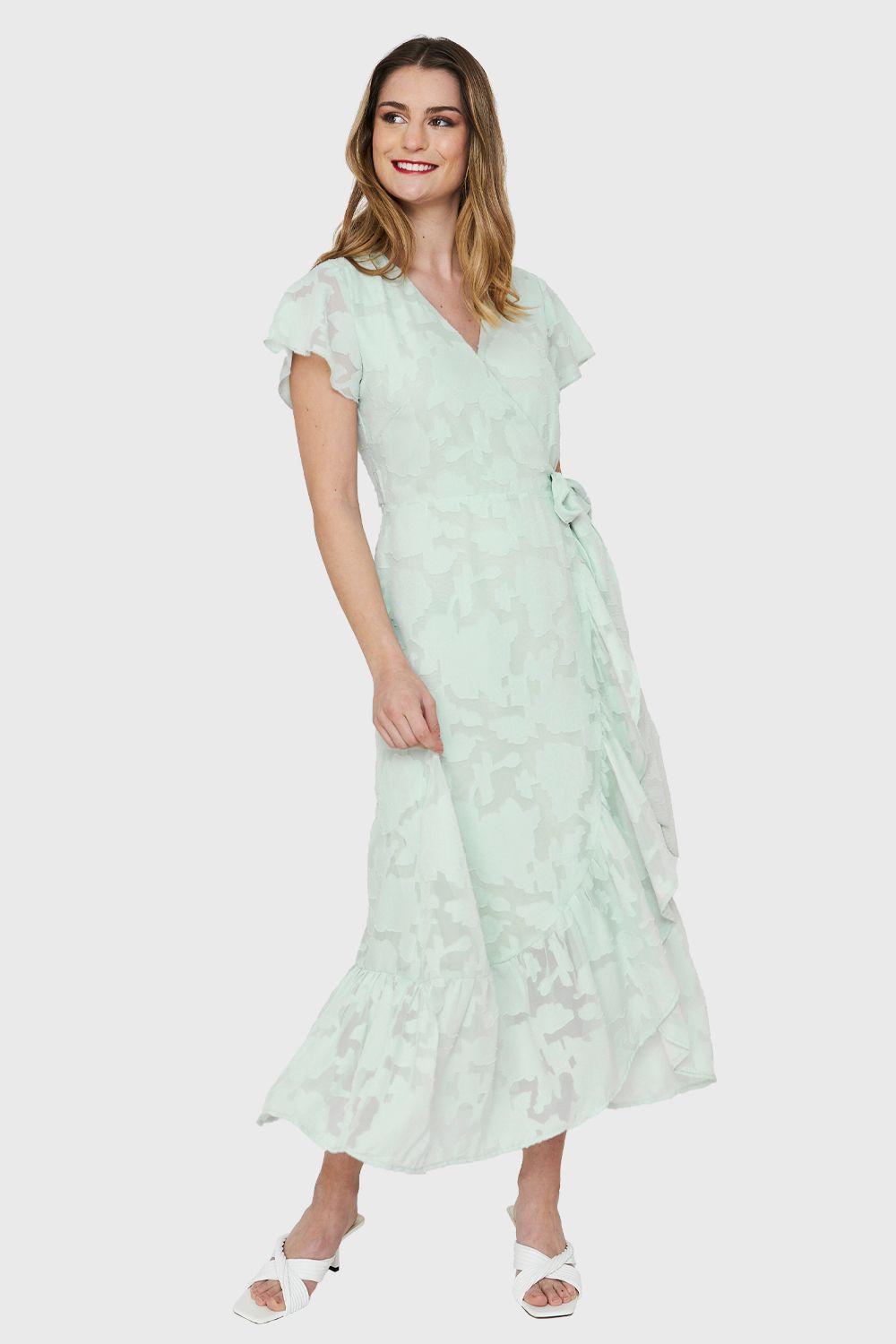 Vestido Envolvente Flores Menta Nicopoly-4