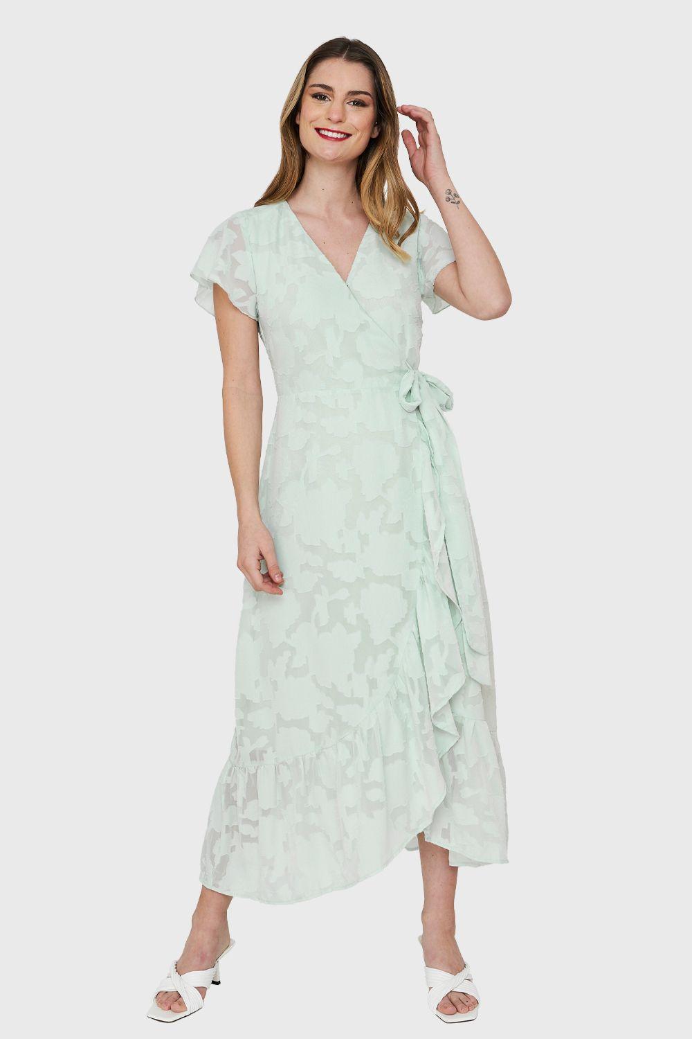 Vestido Envolvente Flores Menta Nicopoly-0