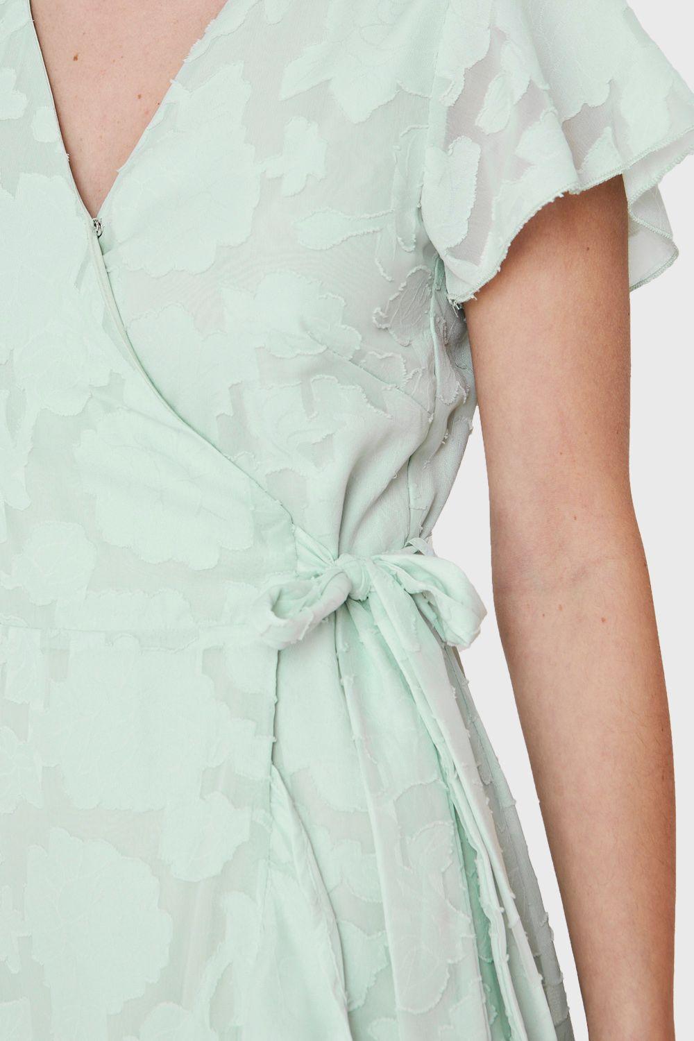 Vestido Envolvente Flores Menta Nicopoly-5