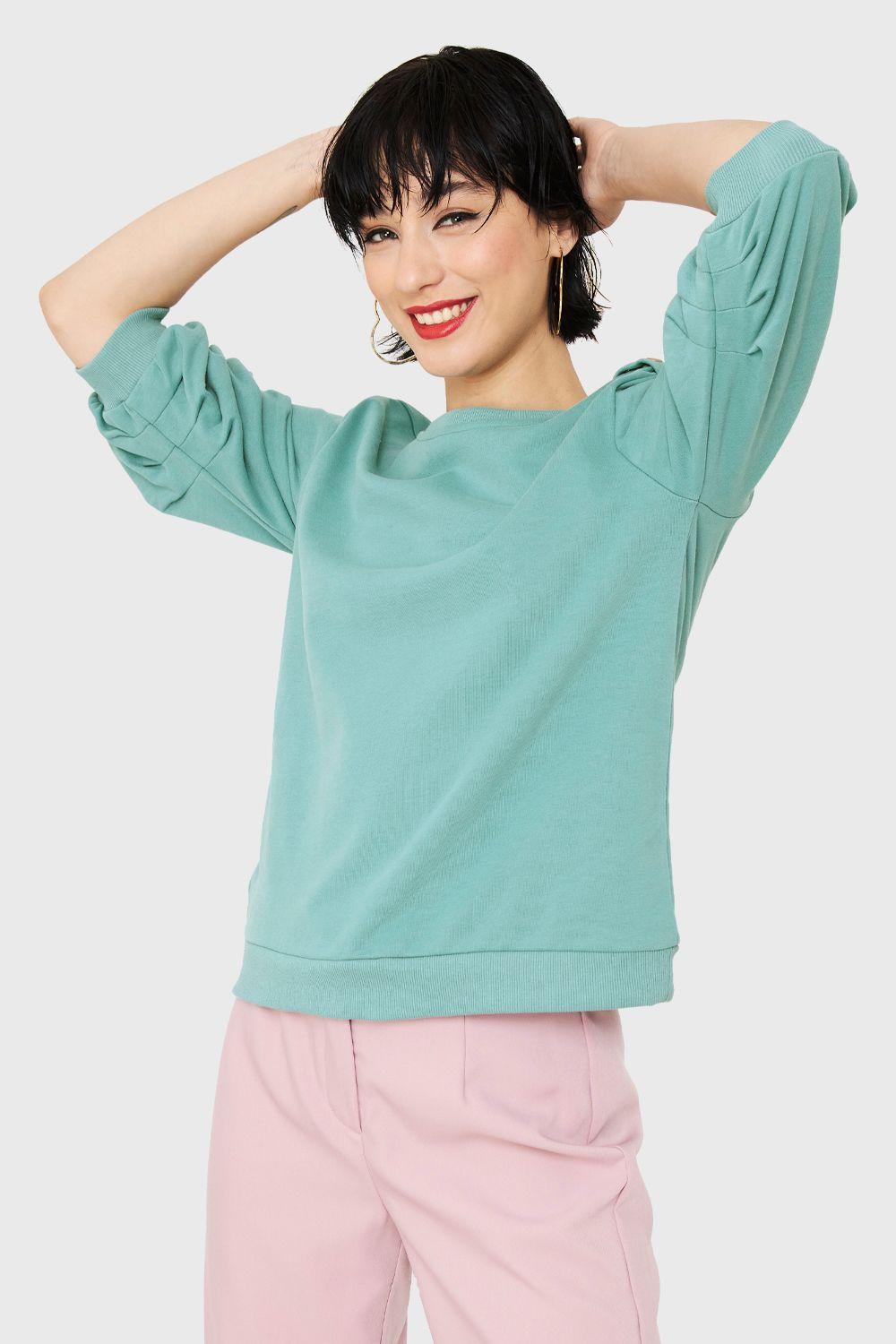 Polerón Manga Julieta 3/4 Turquesa Nicopoly-4