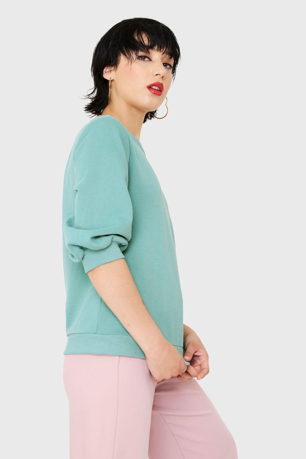 Polerón Manga Julieta 3/4 Turquesa Nicopoly-2