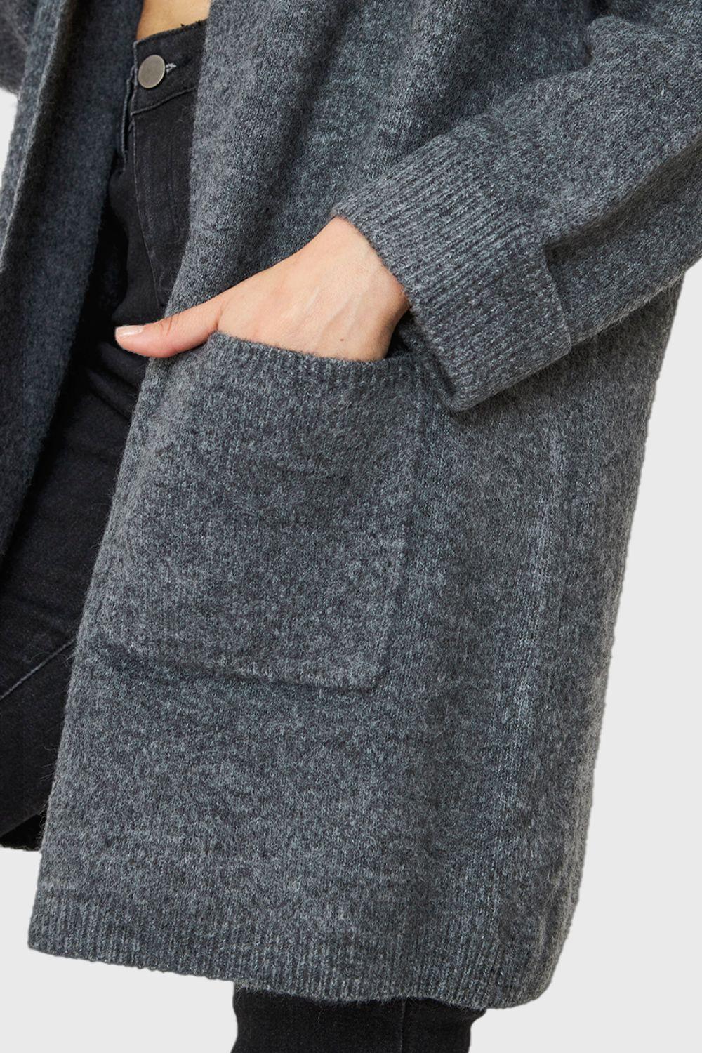 Cárdigan Jaspeado Bolsillos Gris Nicopoly-5