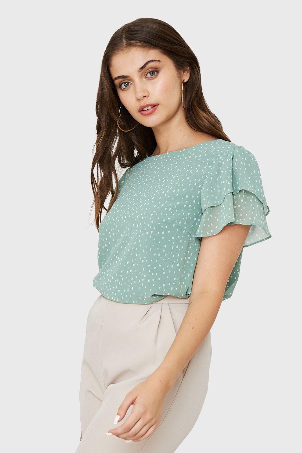 Blusa Puntitos Menta Nicopoly-2