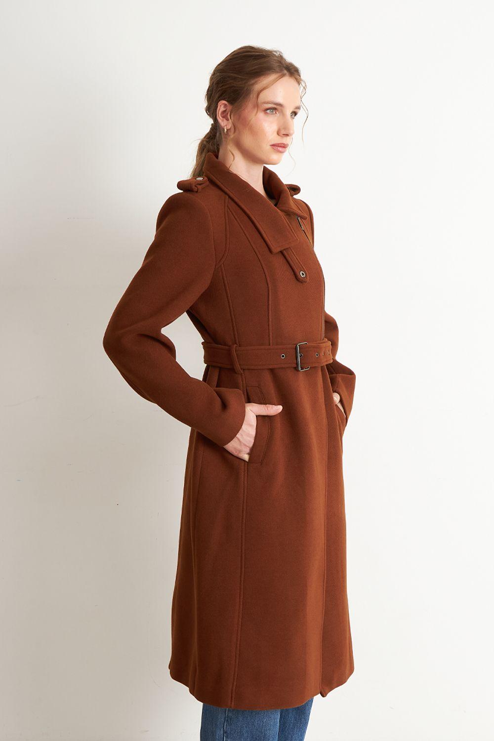 Abrigo Solapa y Cinturón Café Nicopoly-2