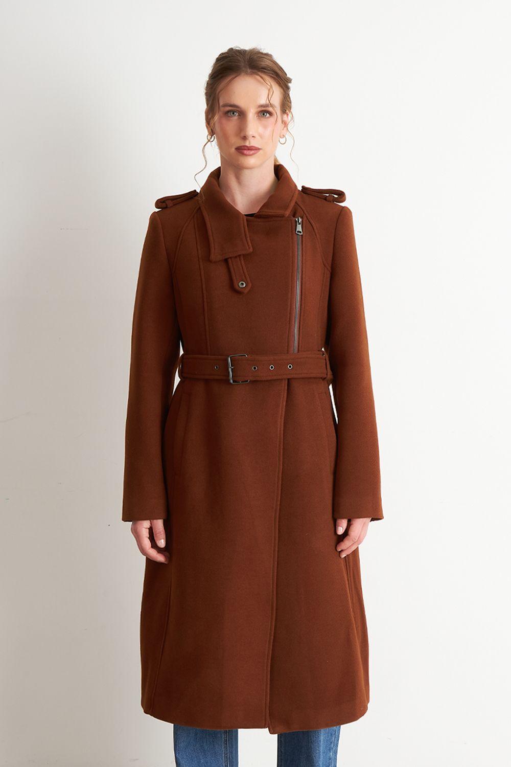 Abrigo Solapa y Cinturón Café Nicopoly-4