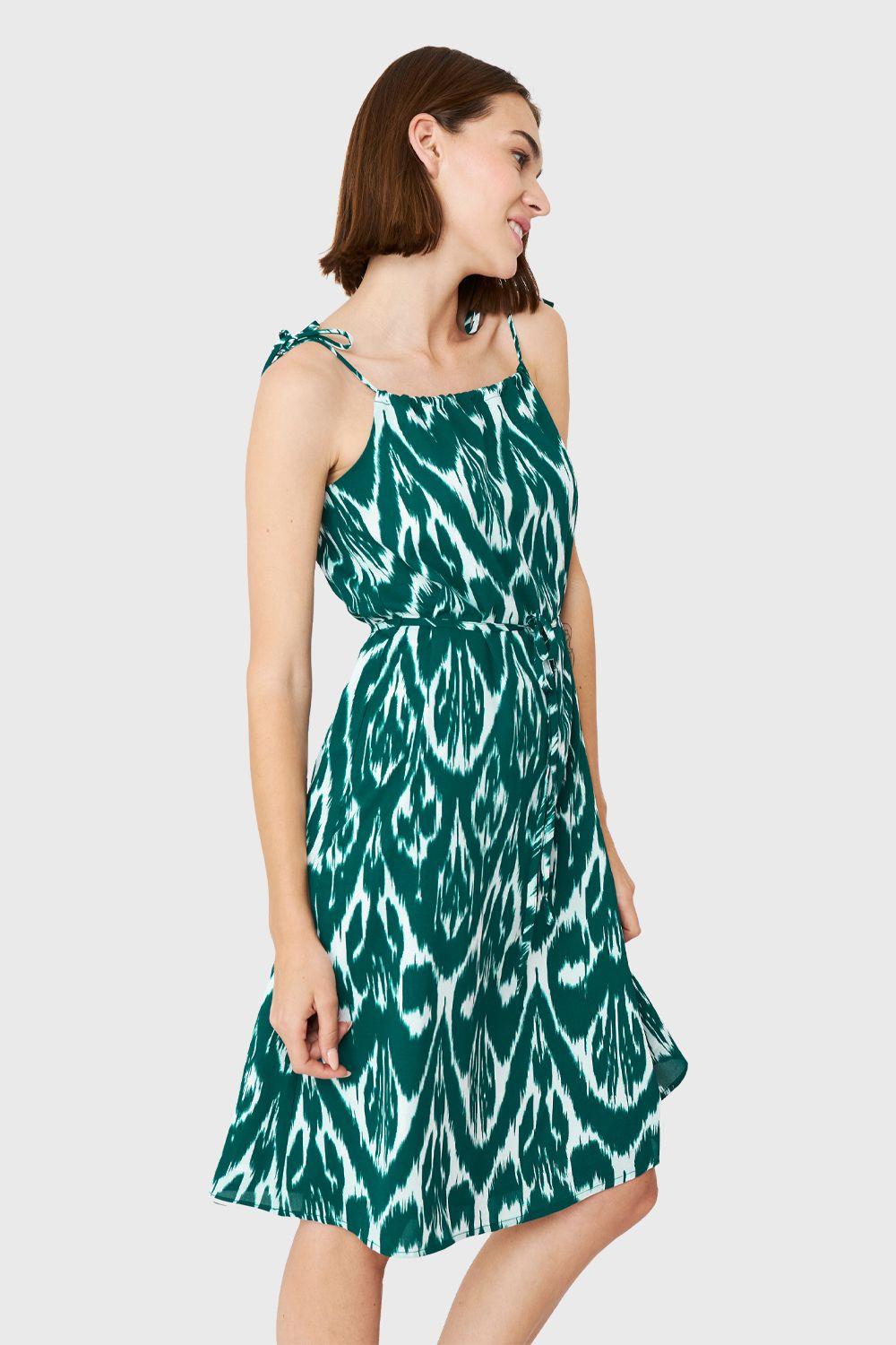 Vestido Midi Print Étnico Verde Nicopoly-2