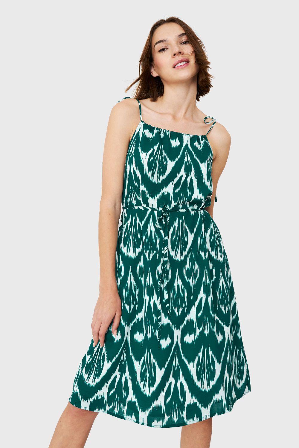 Vestido Midi Print Étnico Verde Nicopoly-0