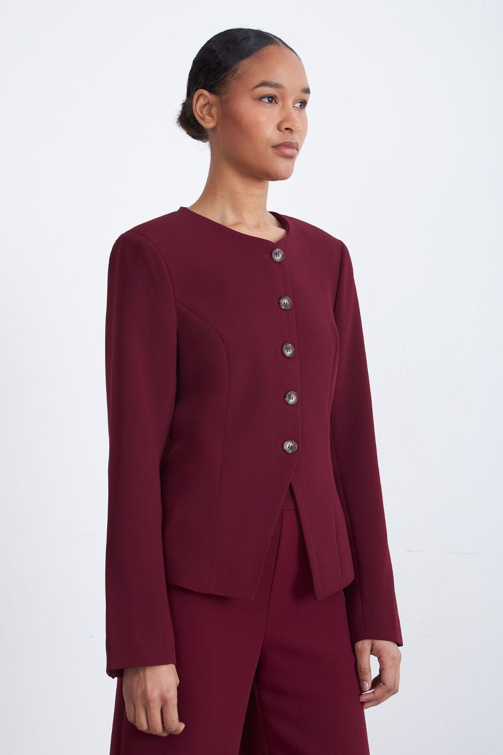 Blazer Peplum Botones Burdeo Nicopoly-2