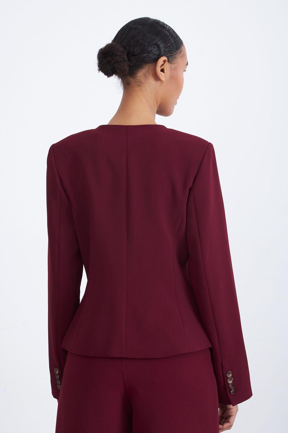Blazer Peplum Botones Burdeo Nicopoly-3
