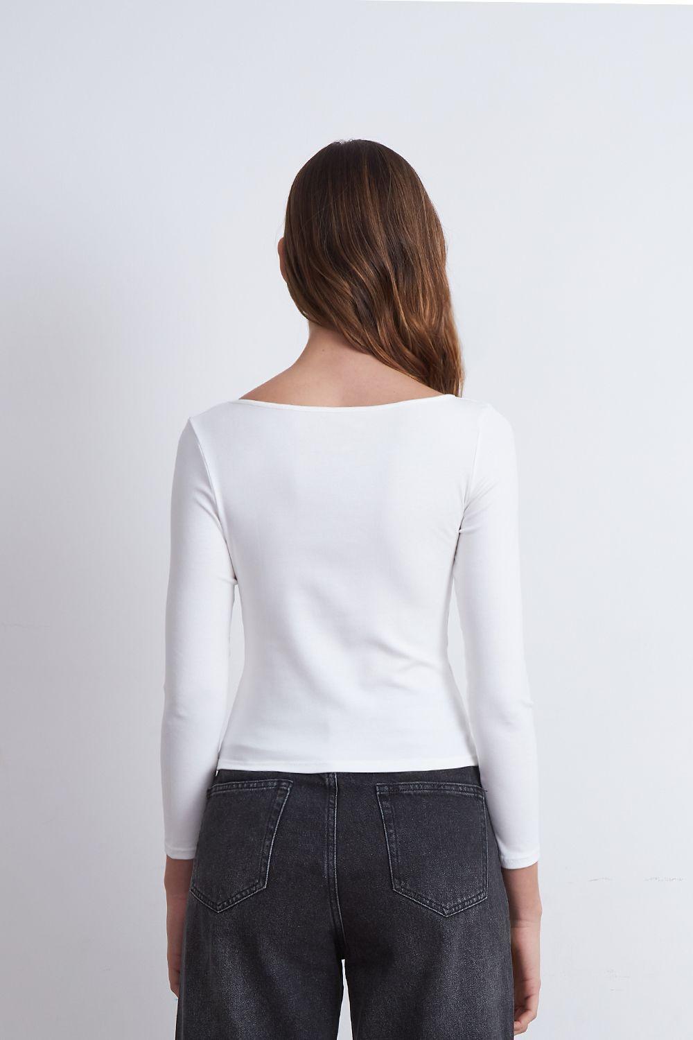 Polera Manga Larga Cuello Bote Blanco Nicopoly-3