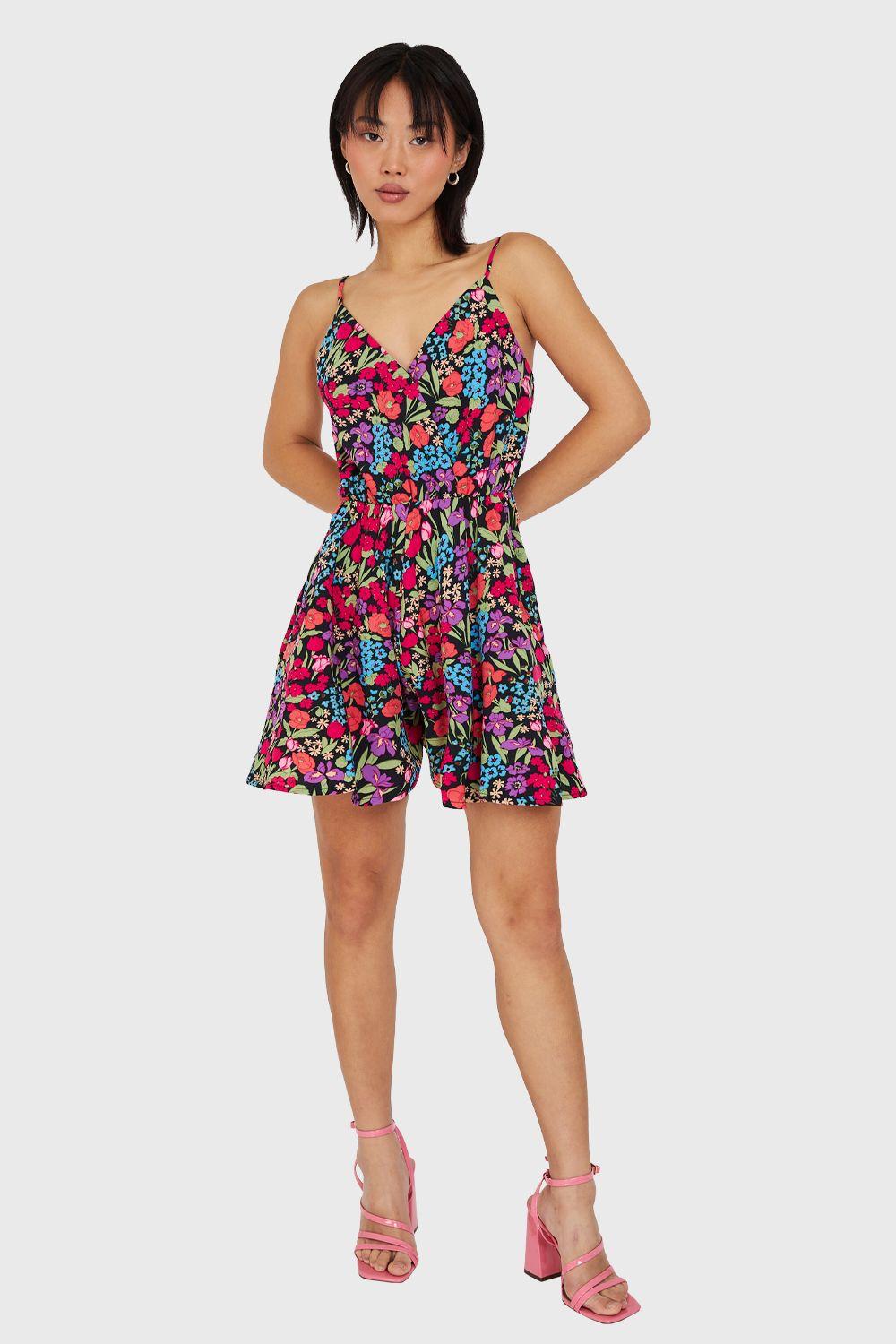 Enterito Corto Floreado Negro Nicopoly-1