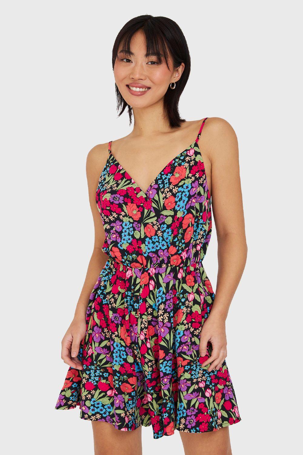 Enterito Corto Floreado Negro Nicopoly-4