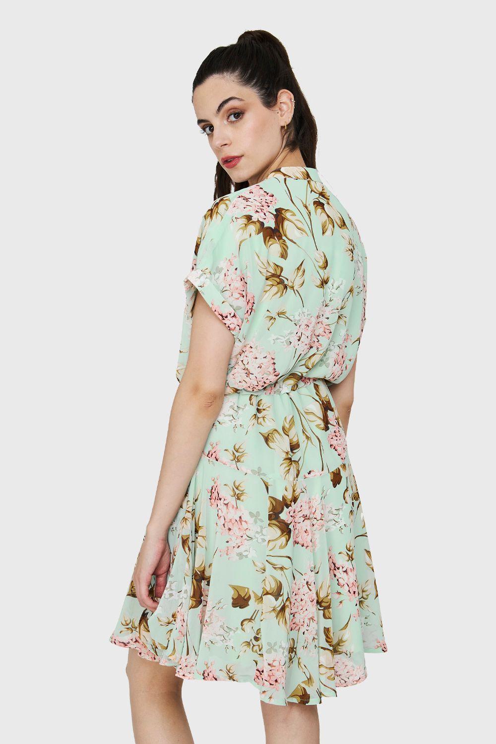 Vestido Corto Botones Verde Agua Nicopoly-3