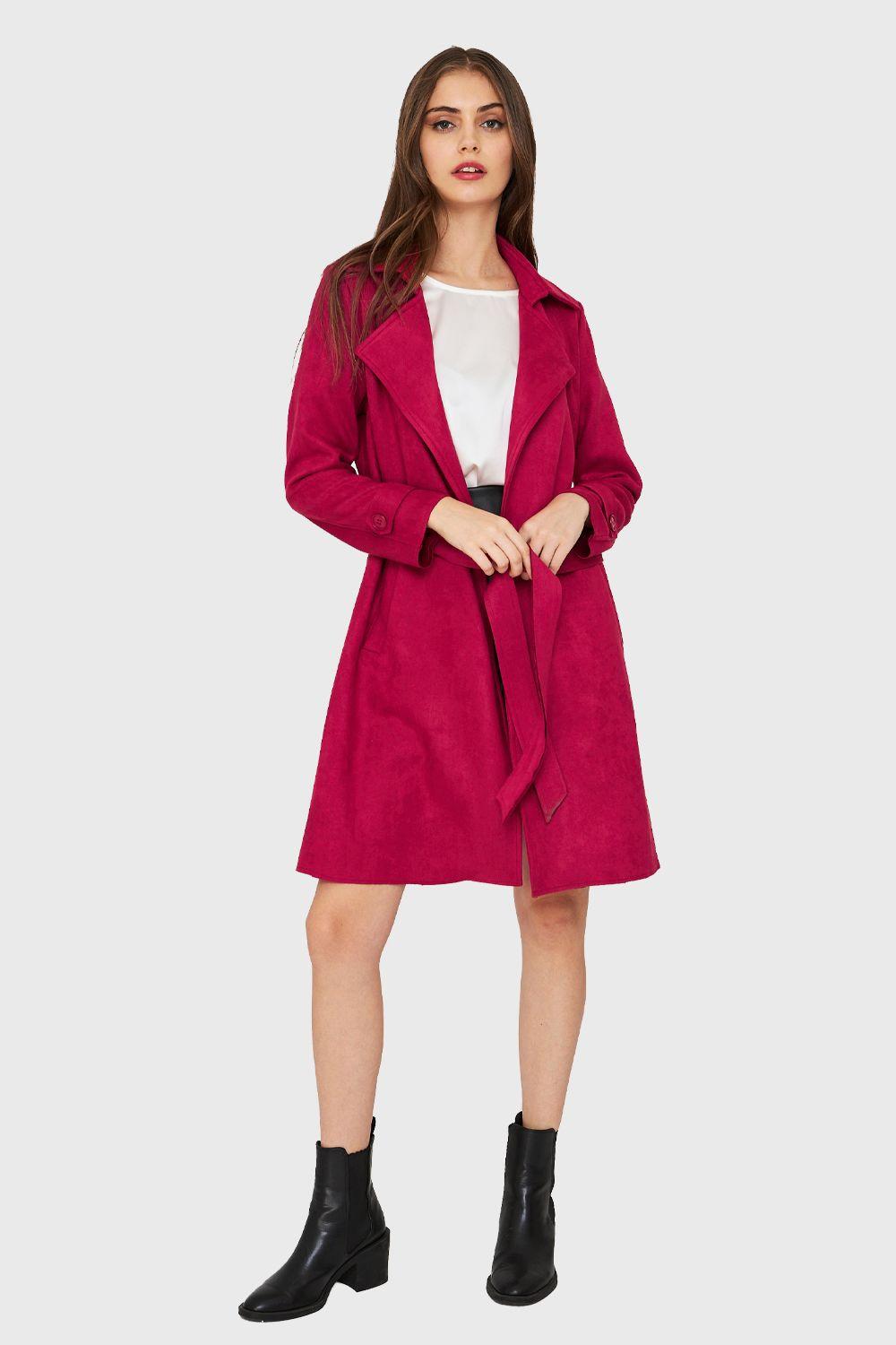 Trench Tipo Gamuza Lazo Rojo Nicopoly-1