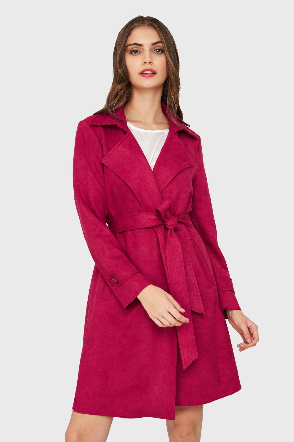 Trench Tipo Gamuza Lazo Rojo Nicopoly-4