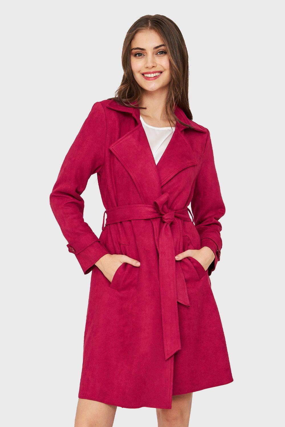 Trench Tipo Gamuza Lazo Rojo Nicopoly-0