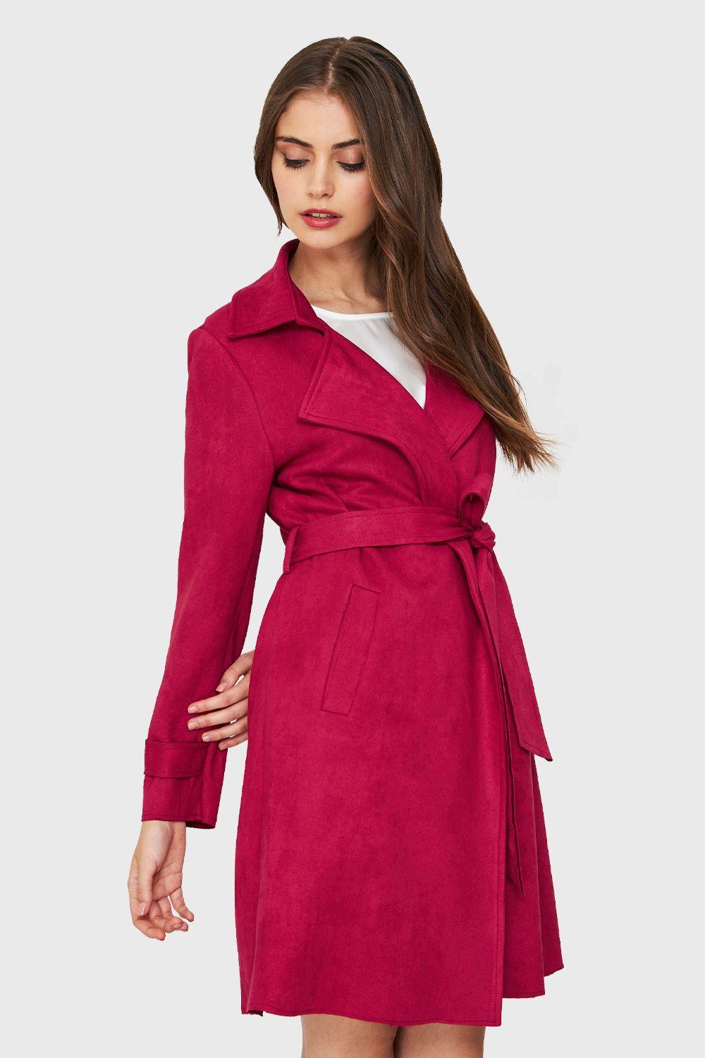 Trench Tipo Gamuza Lazo Rojo Nicopoly-2