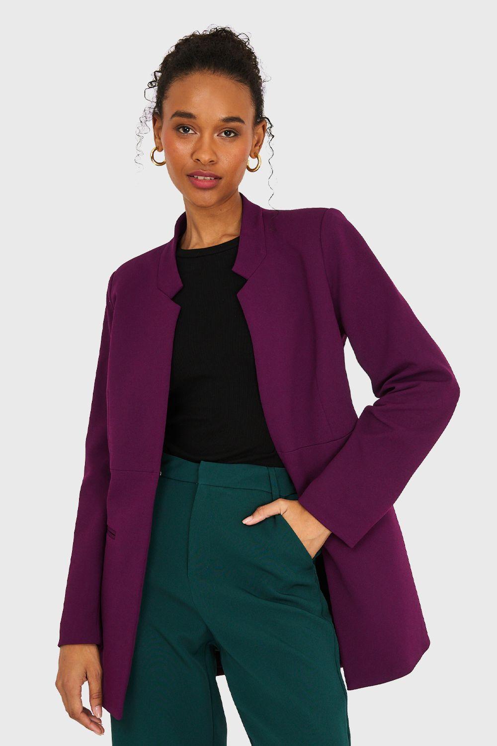 Blazer Cuello Mao Morado Nicopoly-0