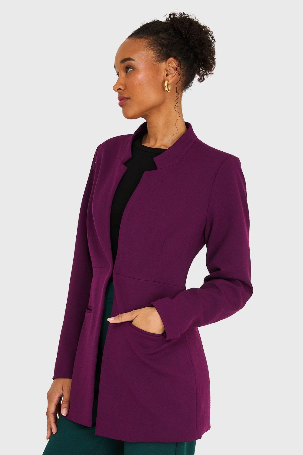 Blazer Cuello Mao Morado Nicopoly-2