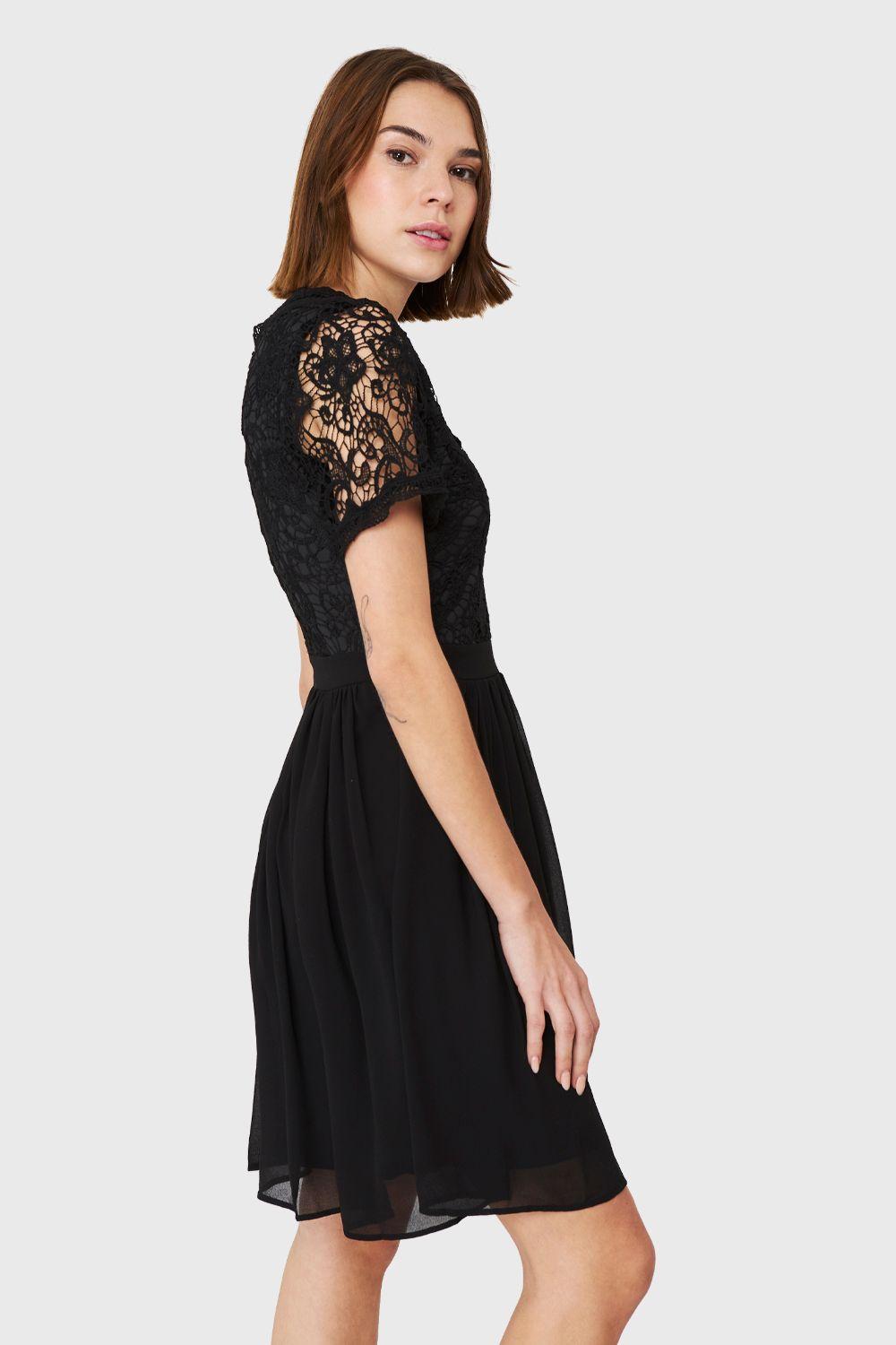 Vestido Canesú Broderie Negro Nicopoly-2