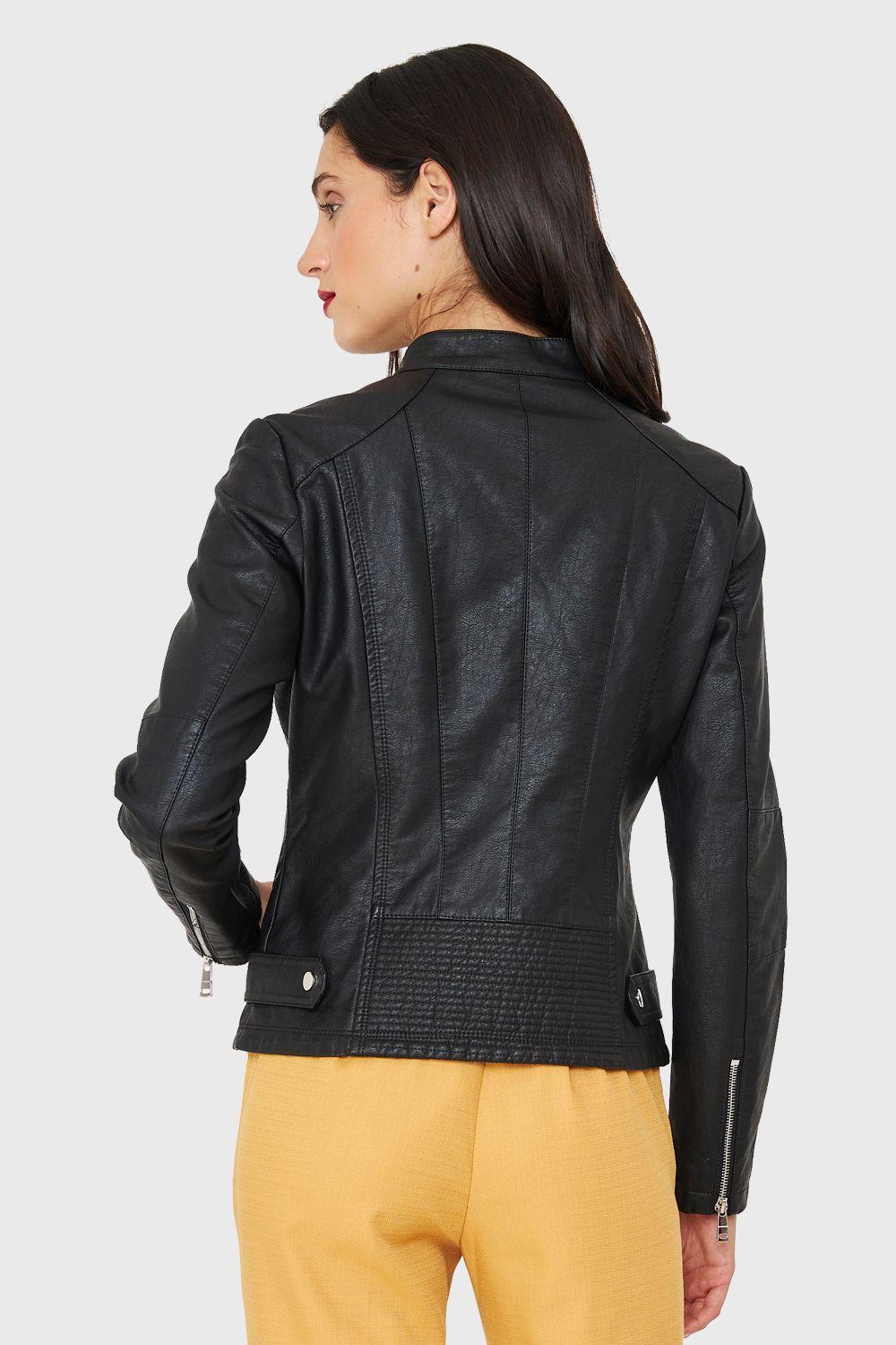 Chaqueta Mao Ecocuero Negro Nicopoly-3