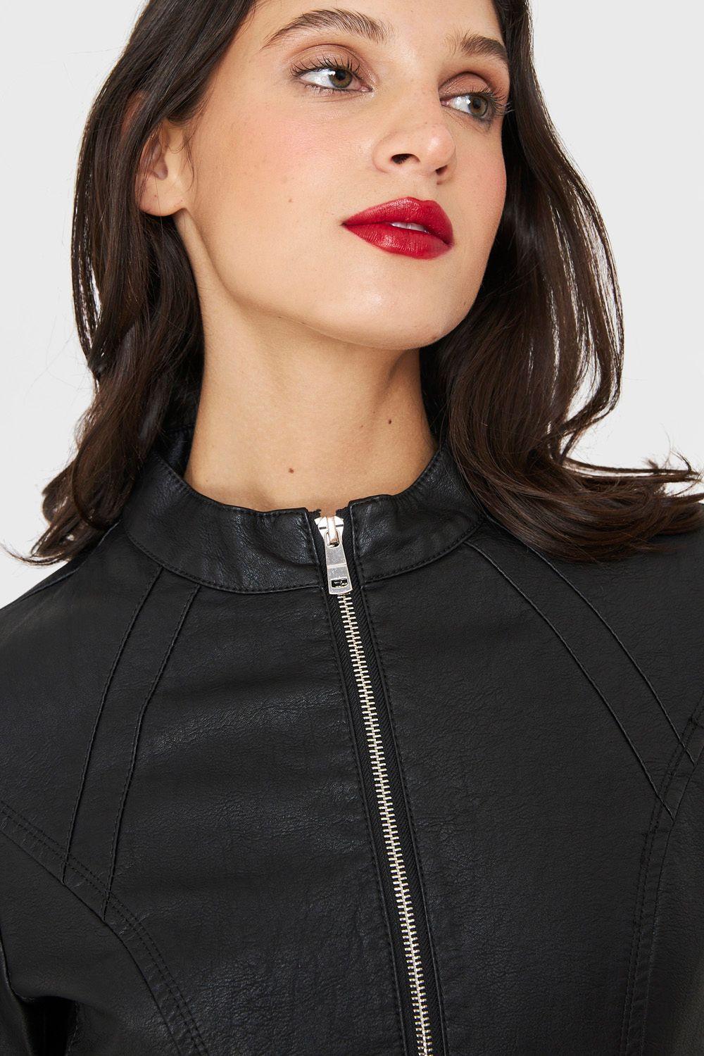 Chaqueta Mao Ecocuero Negro Nicopoly-5