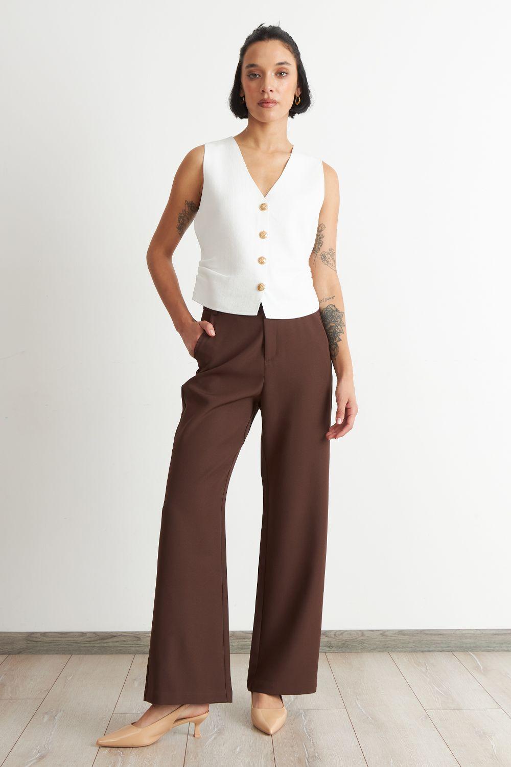 Gilet con Drapeado Lateral Blanco-1