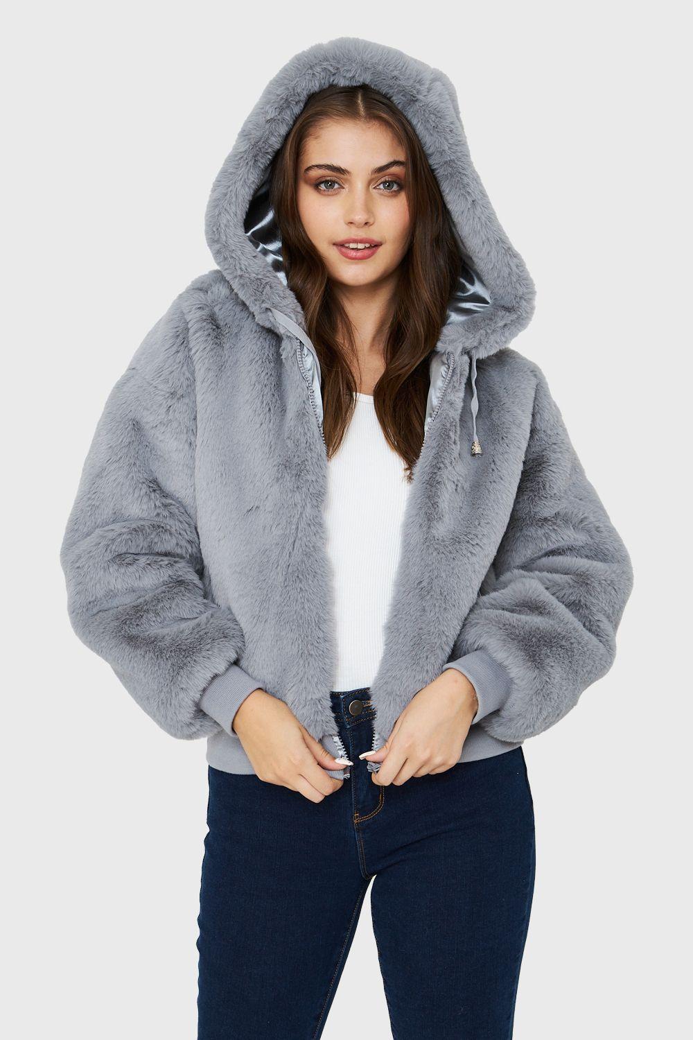 Chaqueta Pelo Gorro Gris Nicopoly-4
