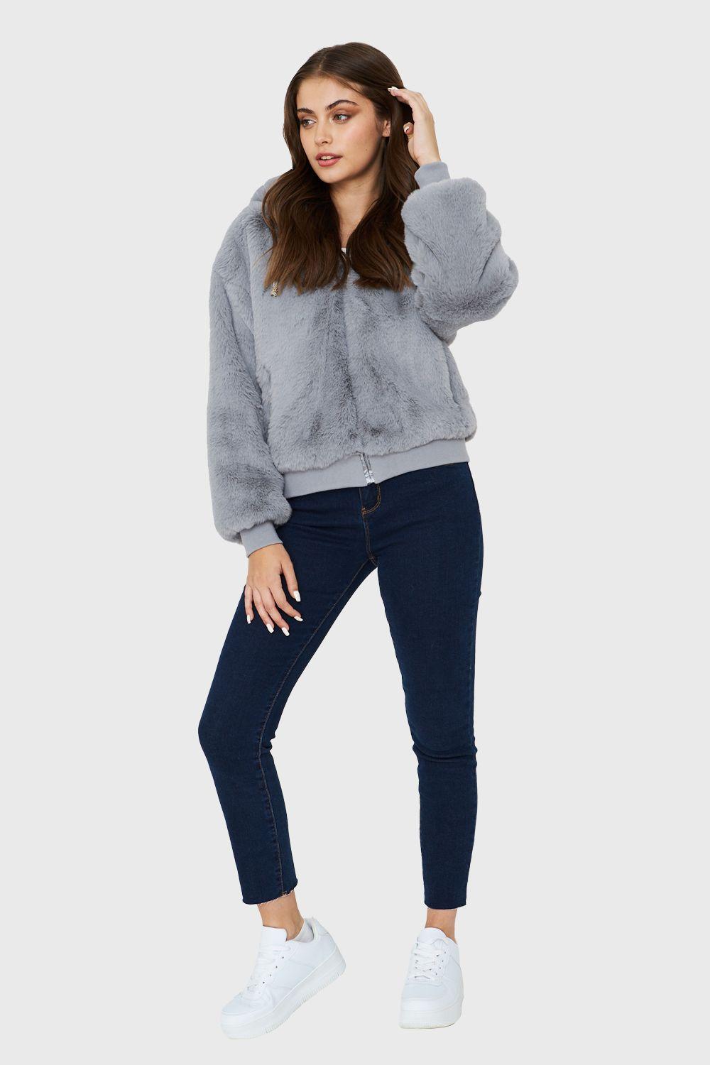 Chaqueta Pelo Gorro Gris Nicopoly-1