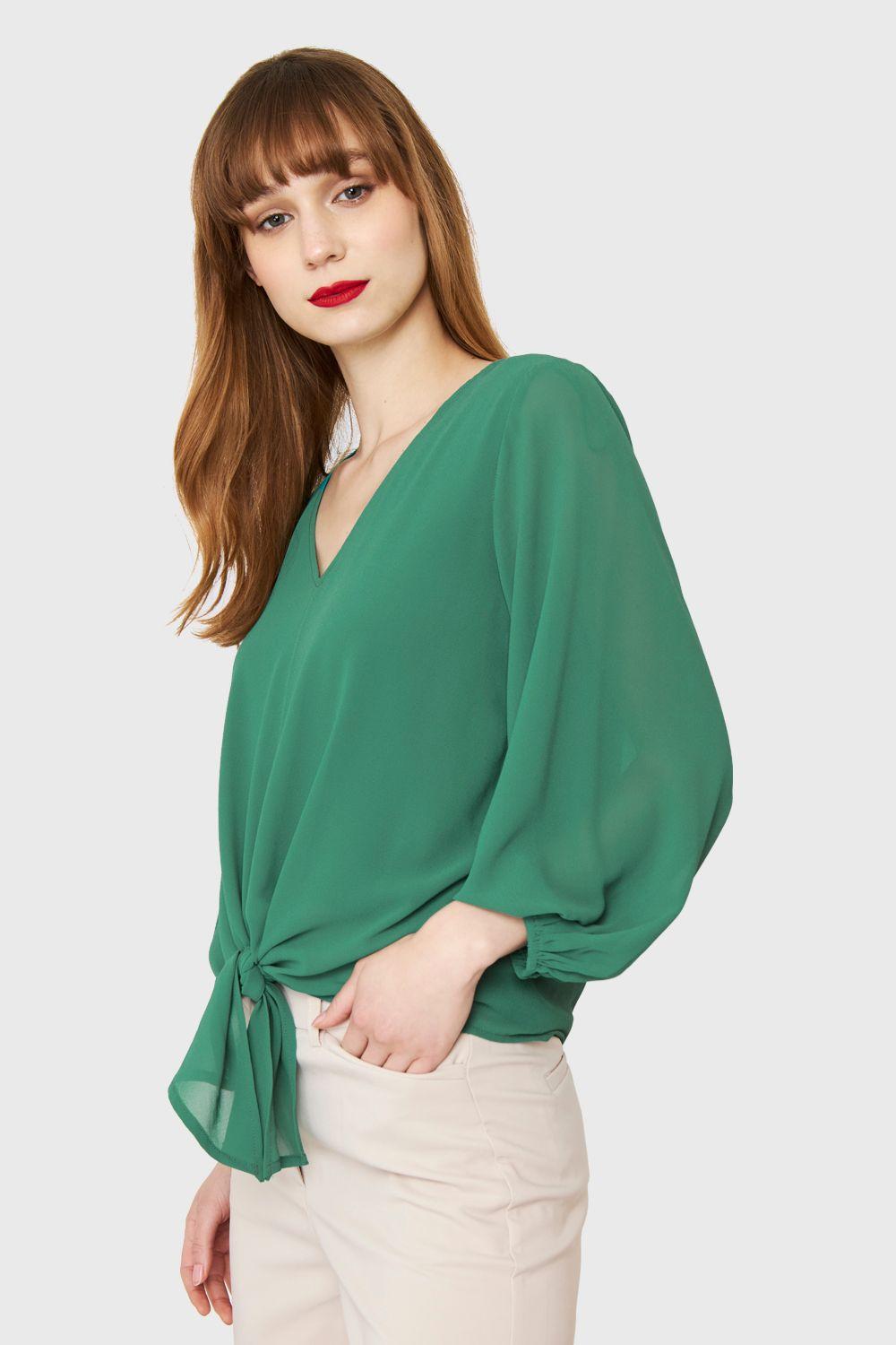 Blusa Básica Nudo Verde Nicopoly-2