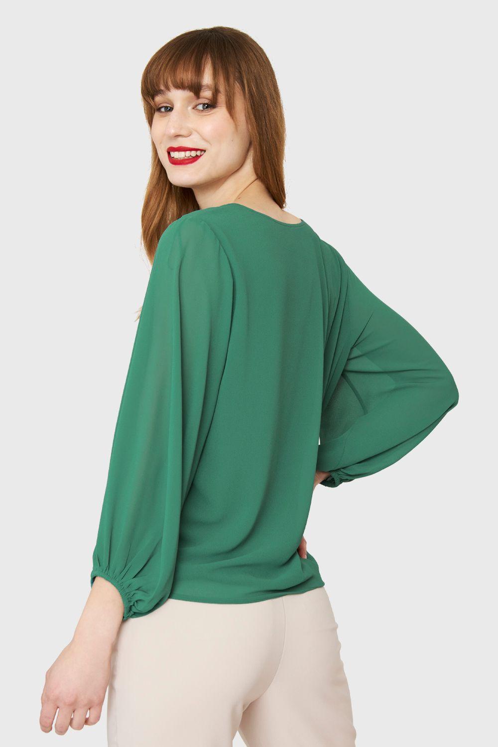 Blusa Básica Nudo Verde Nicopoly-3