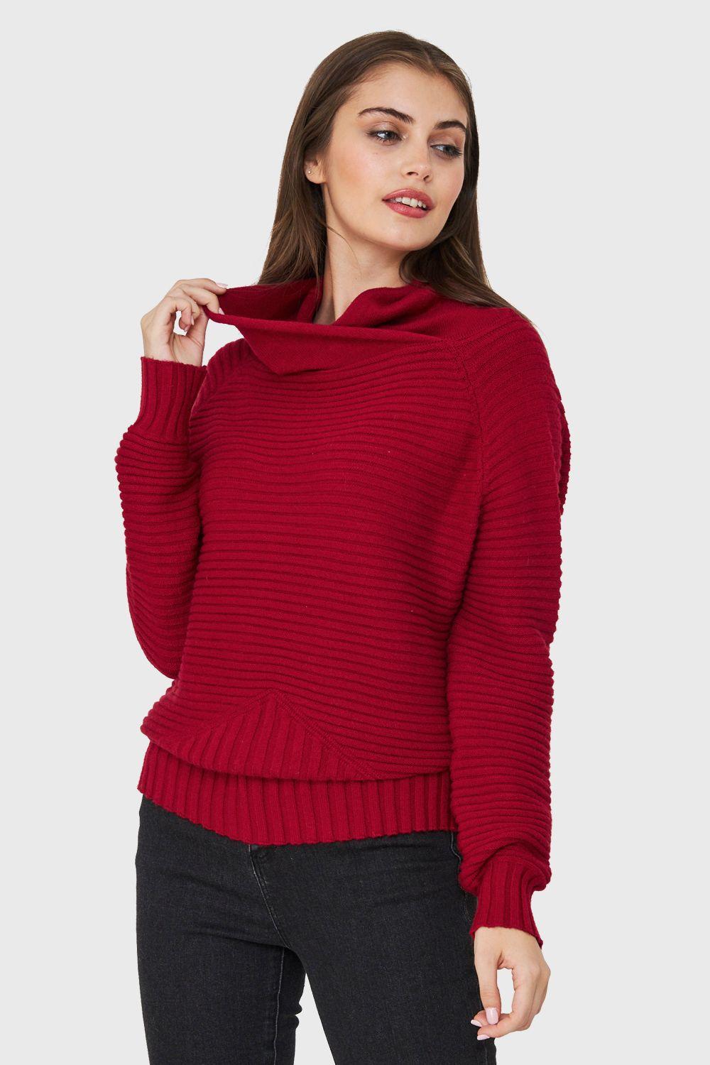 Sweater Cuello Tortuga Canalé Rojo Nicopoly-0