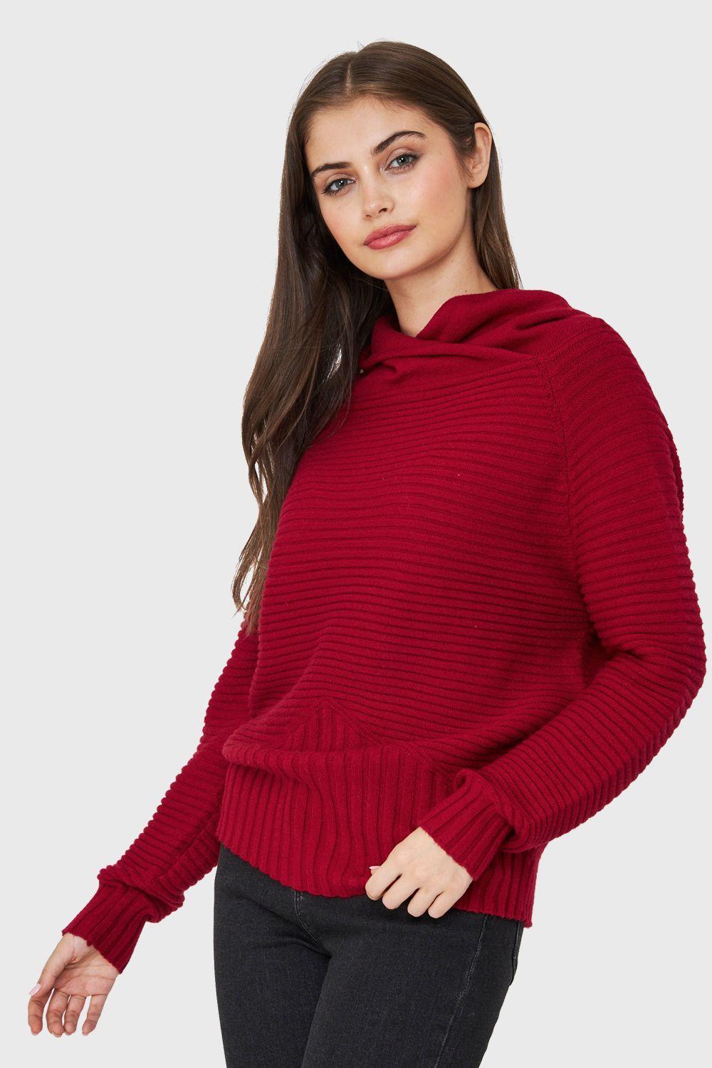 Sweater Cuello Tortuga Canalé Rojo Nicopoly-2