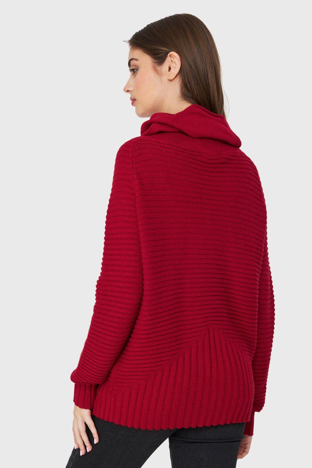 Sweater Cuello Tortuga Canalé Rojo Nicopoly-3