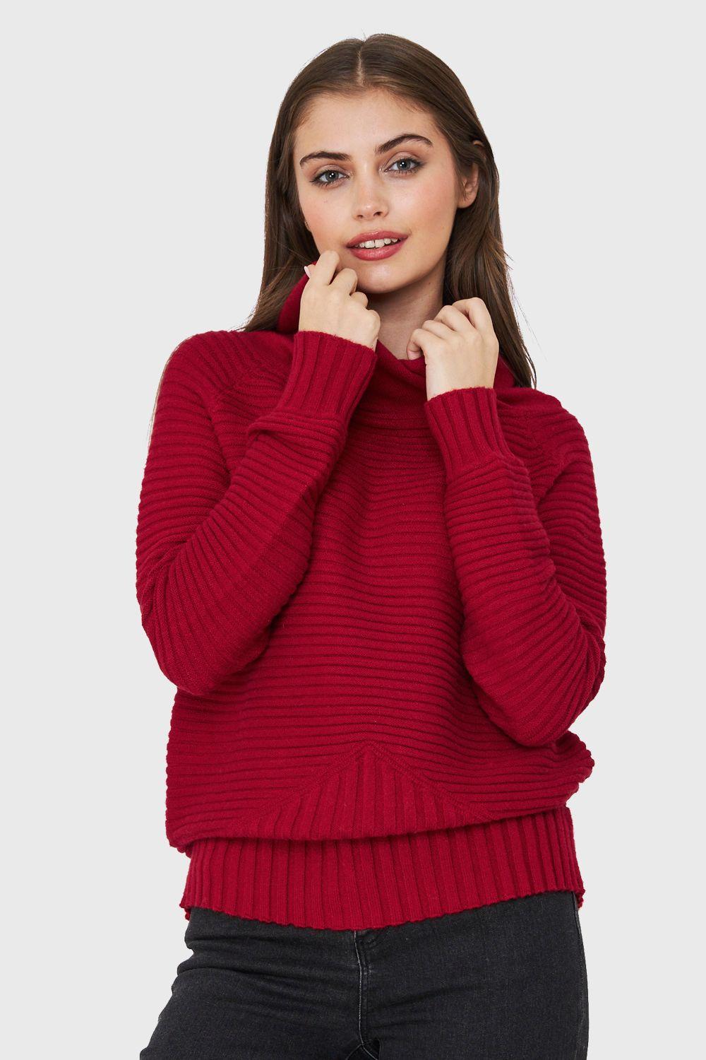 Sweater Cuello Tortuga Canalé Rojo Nicopoly-4