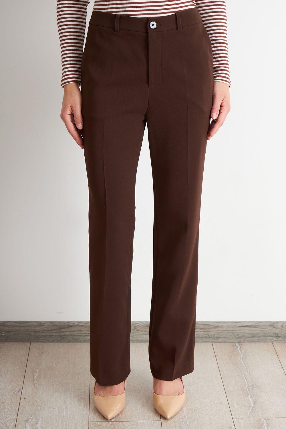 Pantalón Sastrero Recto Café Nicopoly-0