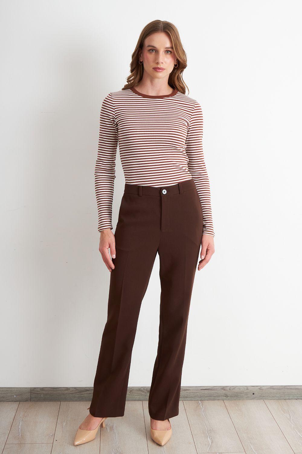 Pantalón Sastrero Recto Café Nicopoly-1