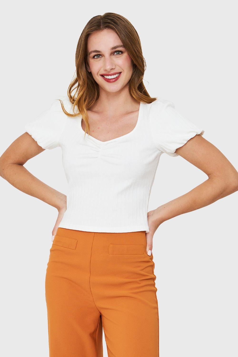 Polera Escote Corazón Blanco Nicopoly-0