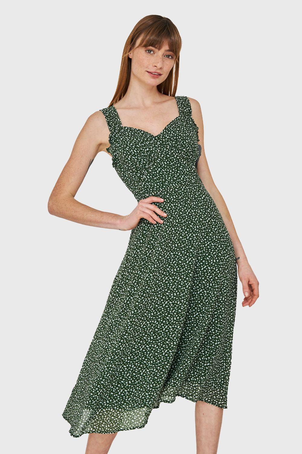 Vestido Mini Flores Verde Nicopoly-0