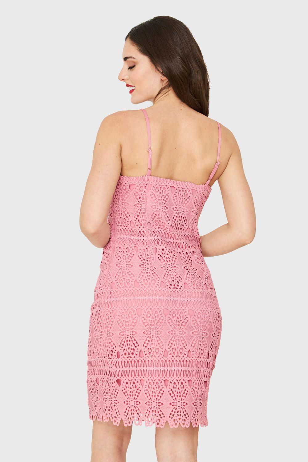 Vestido Calado Forro Rosado Nicopoly-3