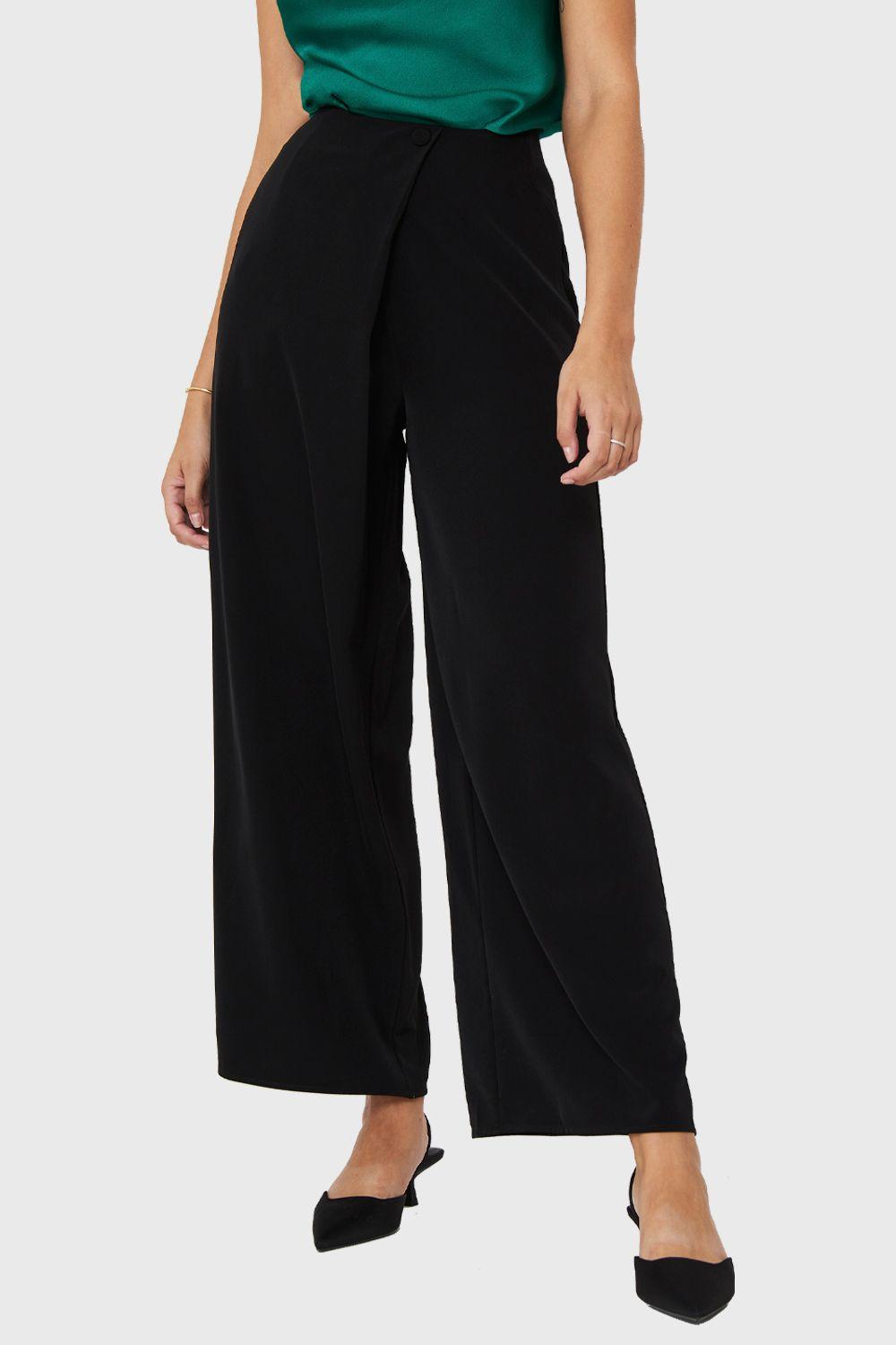 Pantalón Palazzo Botón Negro Nicopoly-4