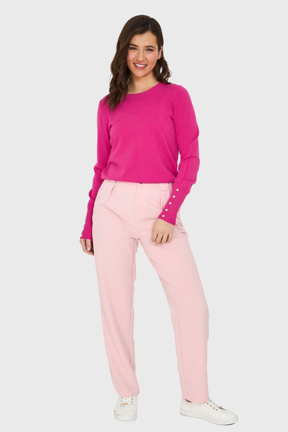 Sweater Básico Perlas Fucsia Nicopoly-1