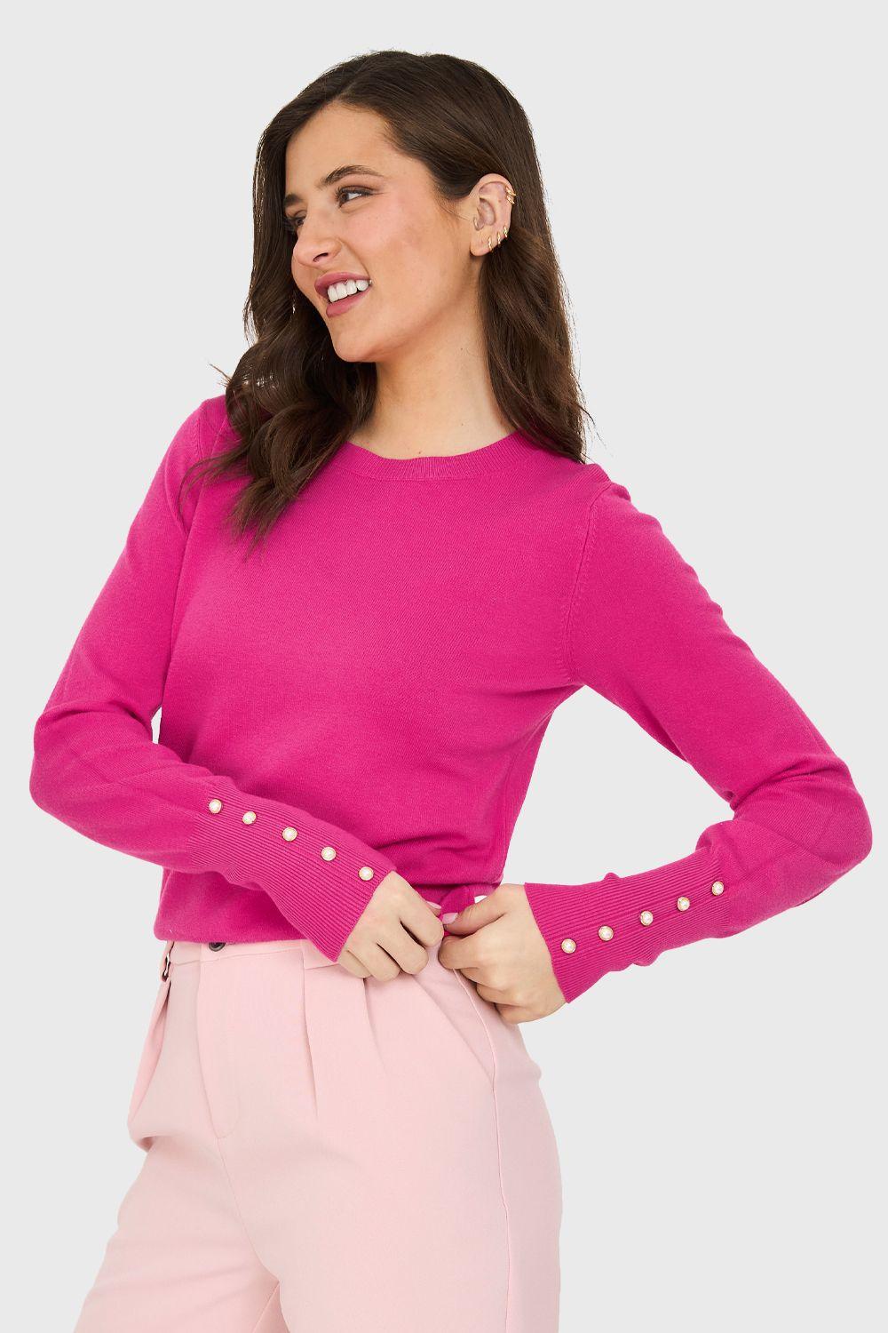Sweater Básico Perlas Fucsia Nicopoly-2