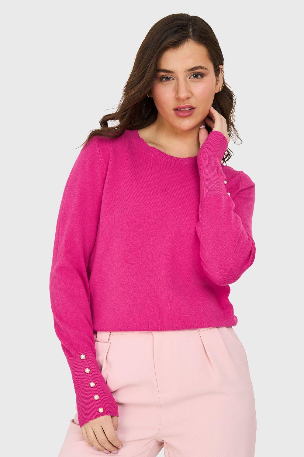 Sweater Básico Perlas Fucsia Nicopoly-4