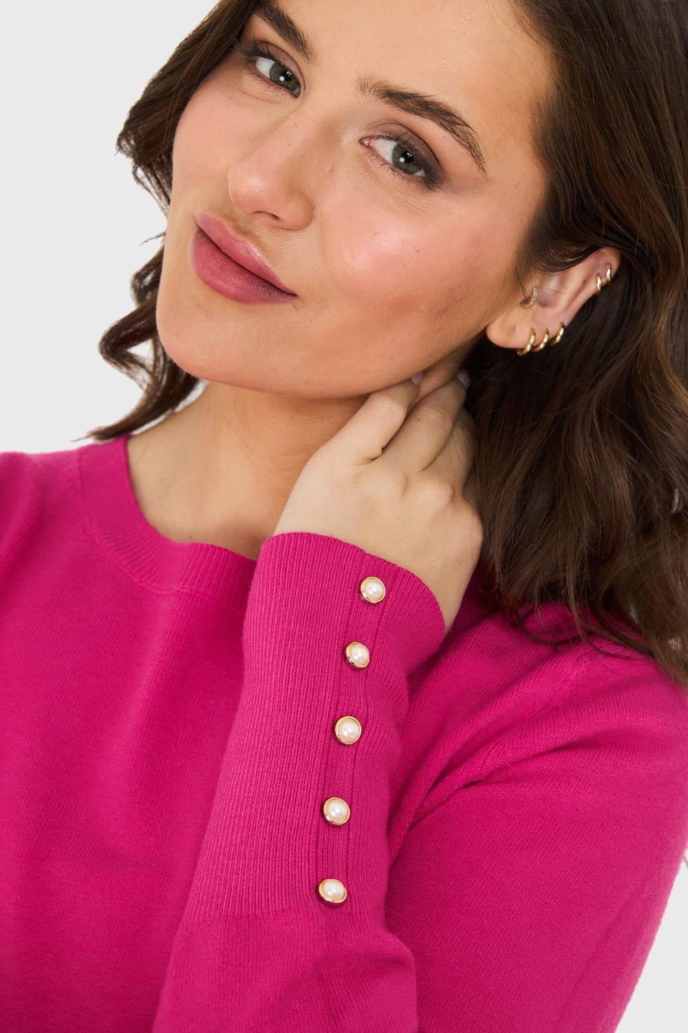 Sweater Básico Perlas Fucsia Nicopoly-5
