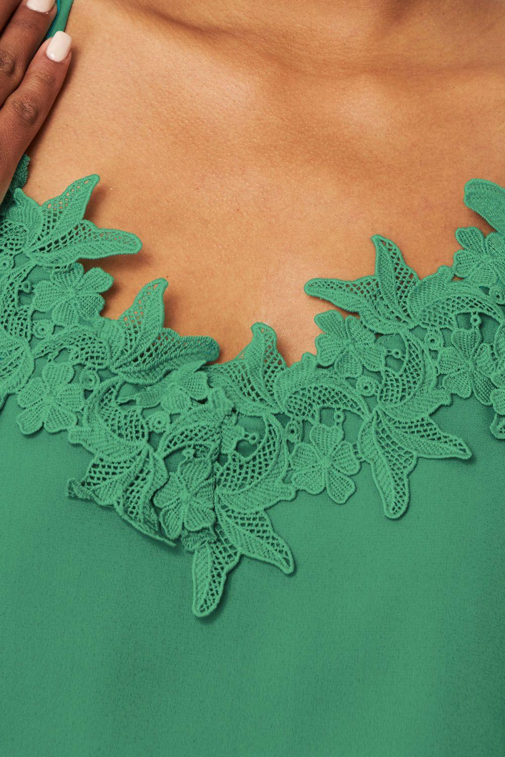 Blusa Escote Flores Verde Nicopoly-5
