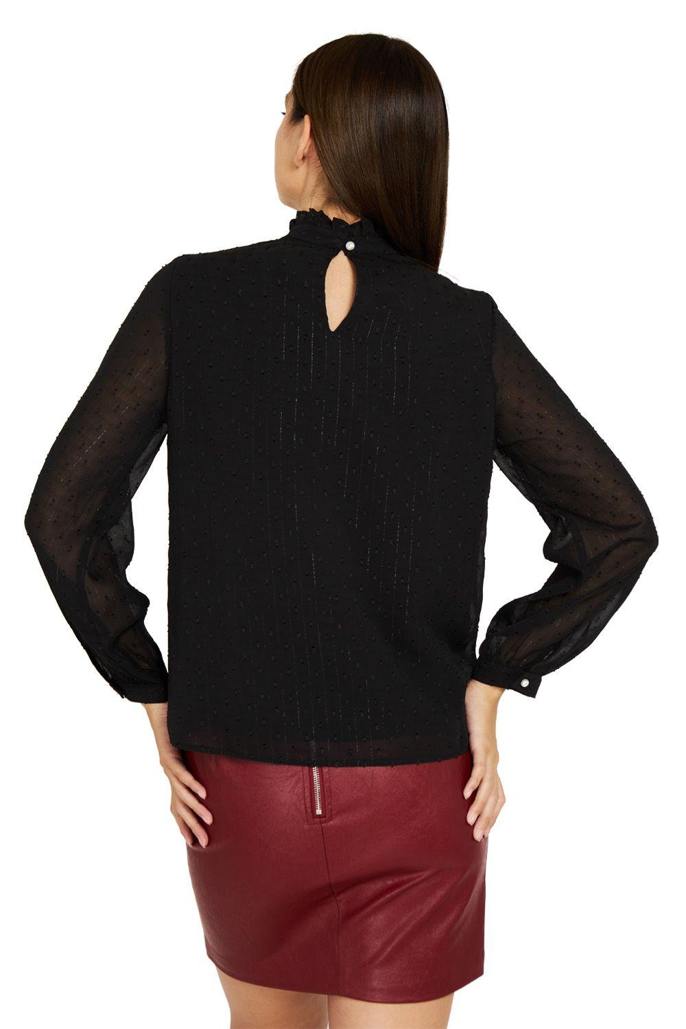 Blusa Brillos Cuello Alto Negro Nicopoly-3