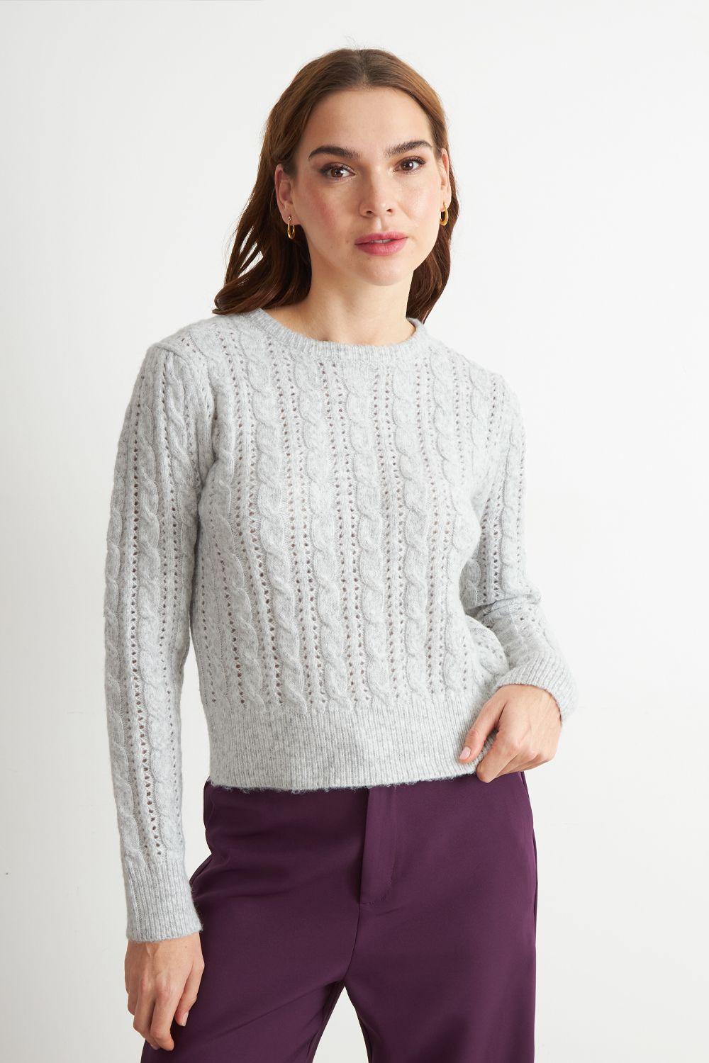 Sweater de Punto Calado Blanco Nicopoly-0