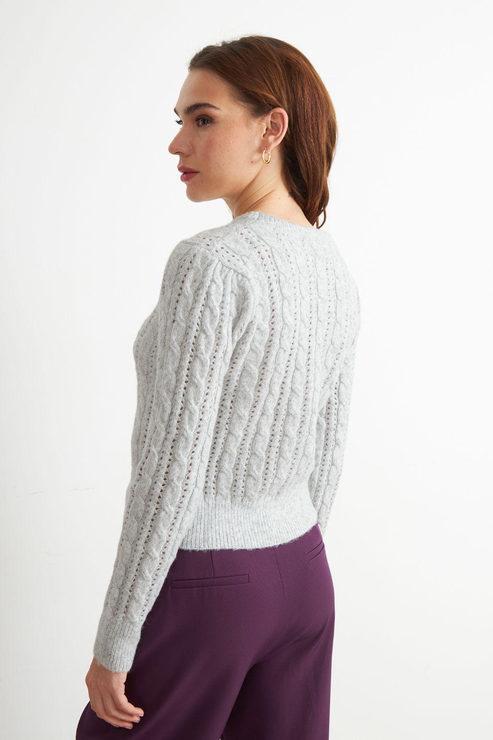 Sweater de Punto Calado Blanco Nicopoly-3