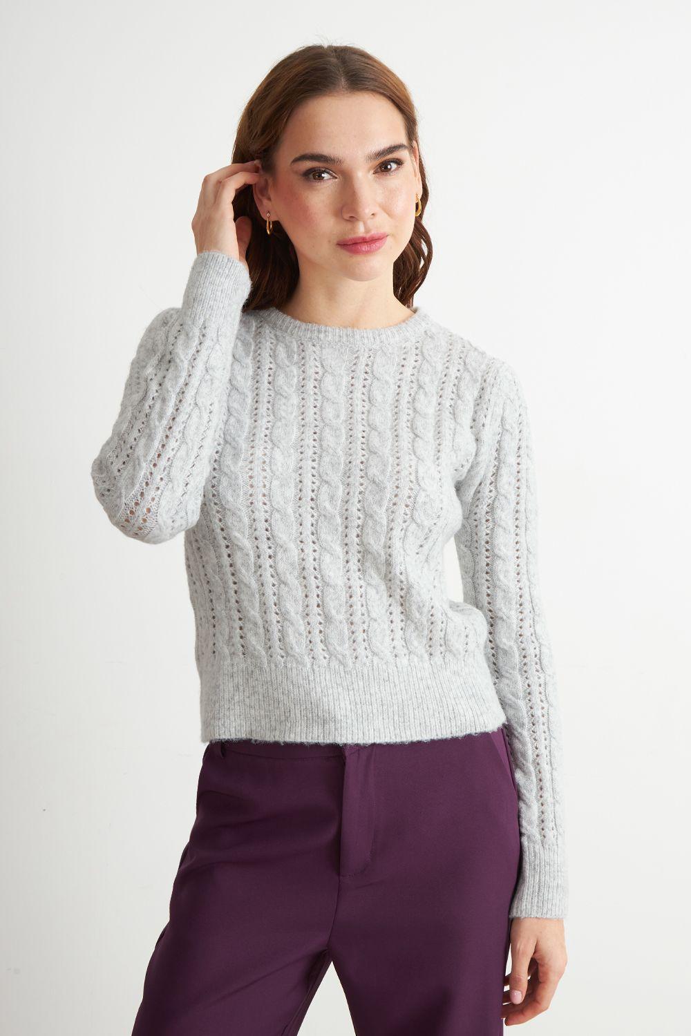 Sweater de Punto Calado Blanco Nicopoly-4
